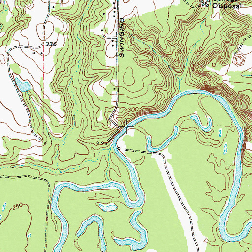 Topographic Map of Low Head Weir Dam, TX