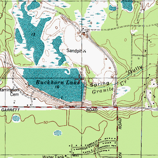 Topographic Map of Buckhorn Lake Dam, TX