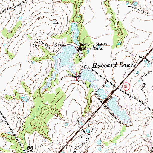 Topographic Map of Hubbard Lake Number 3 Dam, TX