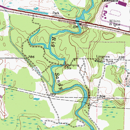Topographic Map of Longview Big Sandy Reservoir, TX