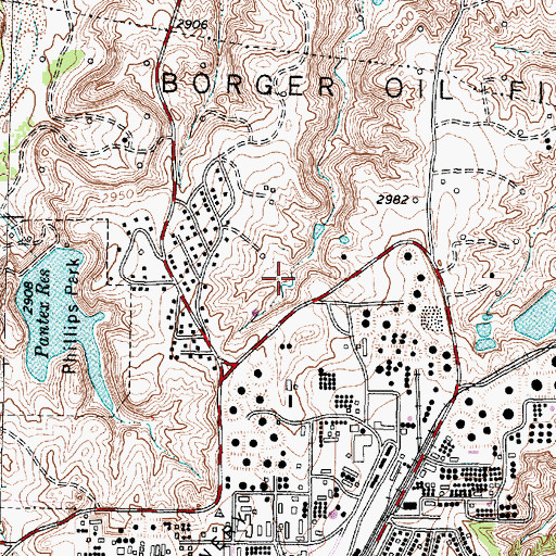 Topographic Map of Phillips Stormwater Control Reservoir, TX