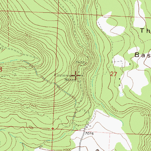Topographic Map of Fitzsimons Mines, CO
