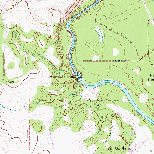 Topographic Map of Humble Lake Dam, TX
