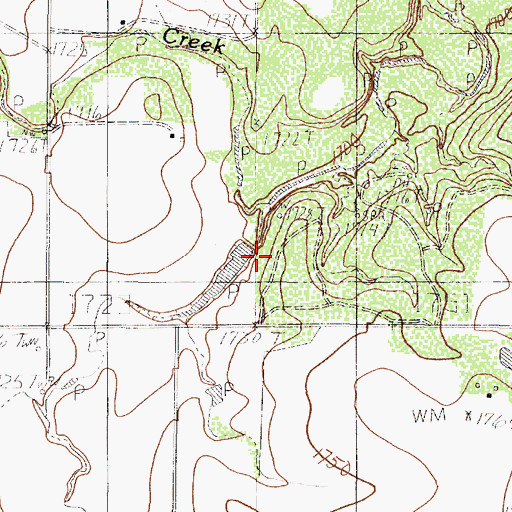 Topographic Map of Baca Lake Dam, TX