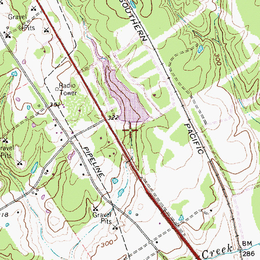 Topographic Map of Savoy-Gant Lake Dam, TX