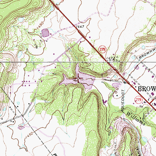 Topographic Map of Soil Conservation Service Site 1 Reservoir, TX