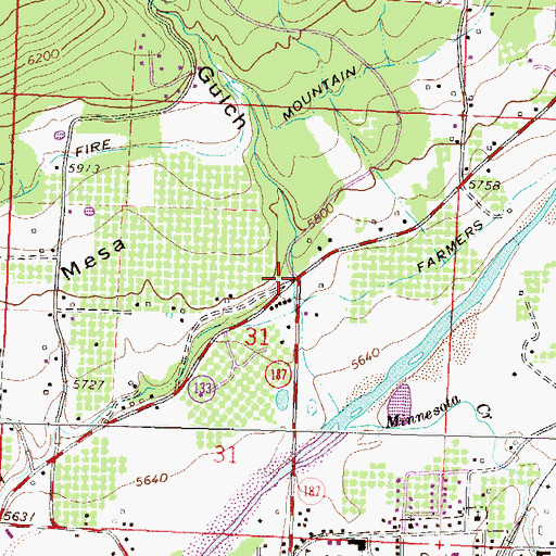 Topographic Map of Stevens Gulch, CO