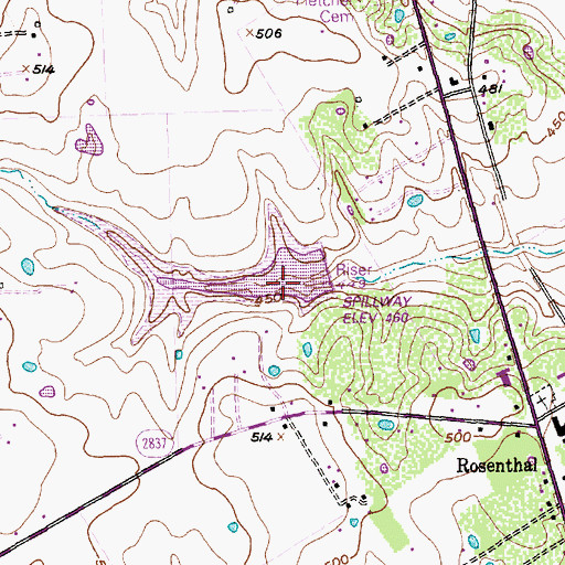 Topographic Map of Soil Conservation Service Site 4 Reservoir, TX