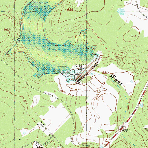 Topographic Map of Soil Conservation Service Site 1 Reservoir, TX