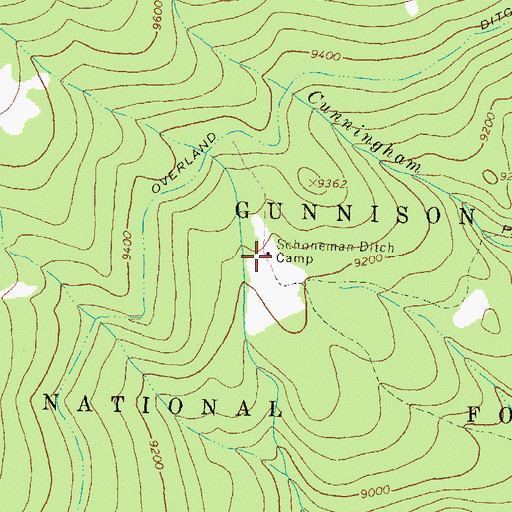 Topographic Map of Schoneman Ditch Camp, CO