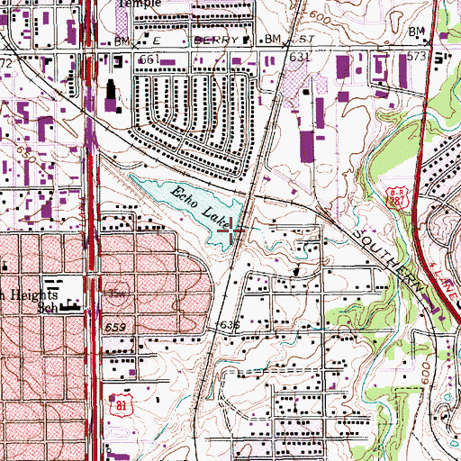 Topographic Map of Echo Lake Dam, TX