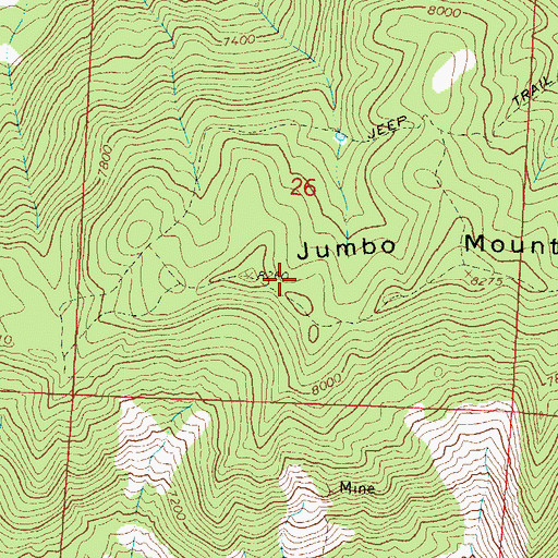 Topographic Map of Jumbo Mountain, CO