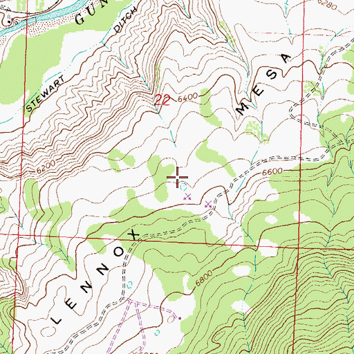 Topographic Map of Lennox Mesa, CO