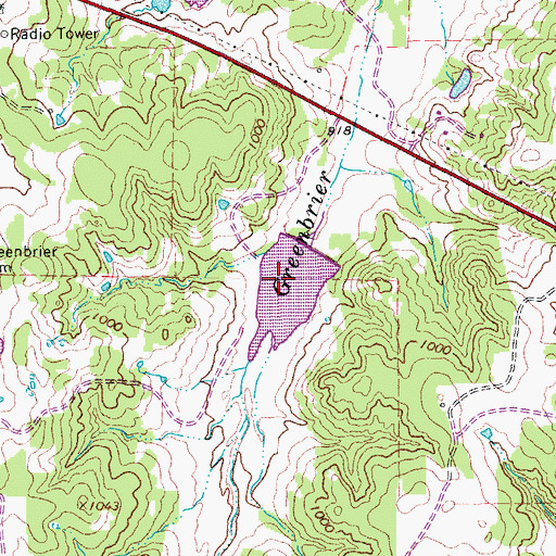 Topographic Map of Soil Conservation Service Site 9 Reservoir, TX