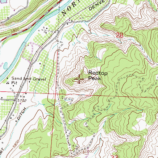 Topographic Map of Redtop Peak, CO