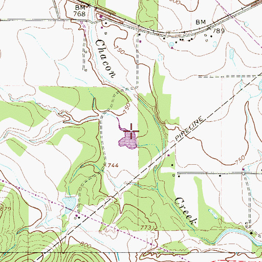 Topographic Map of Goeth Lake Dam, TX
