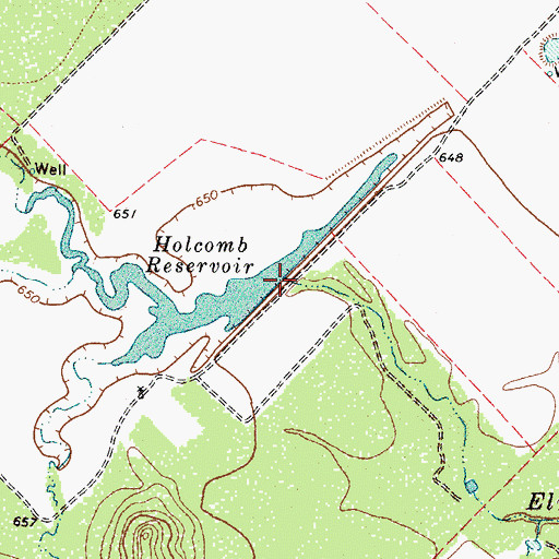 Topographic Map of Holcomb Reservoir Dam, TX