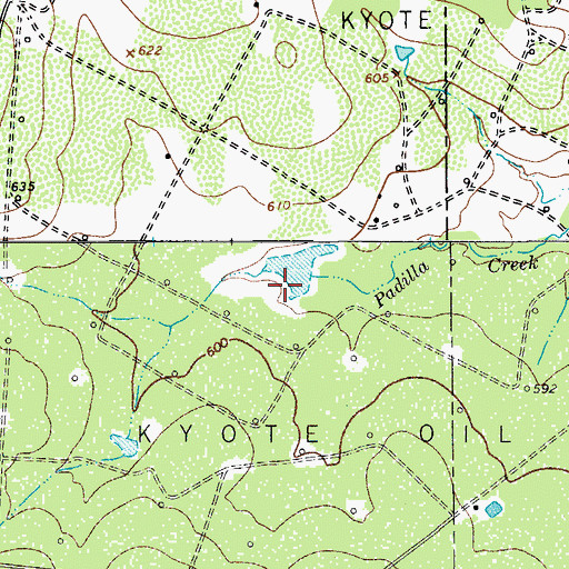 Topographic Map of Kyote Lake Dam, TX