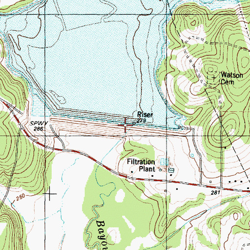 Topographic Map of Loco Dam, TX