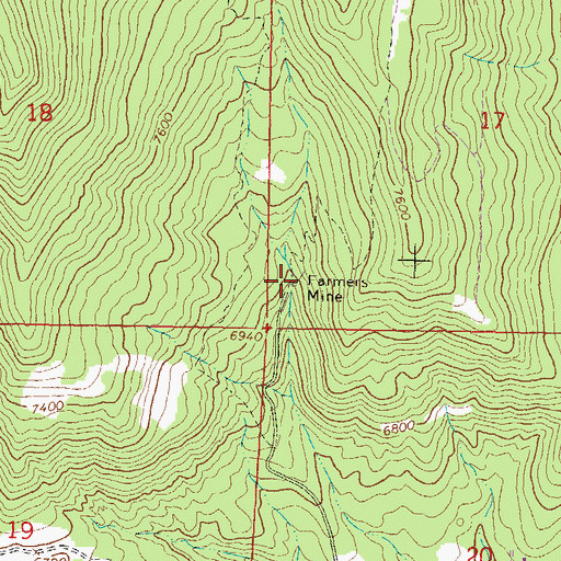 Topographic Map of Farmers Mine, CO