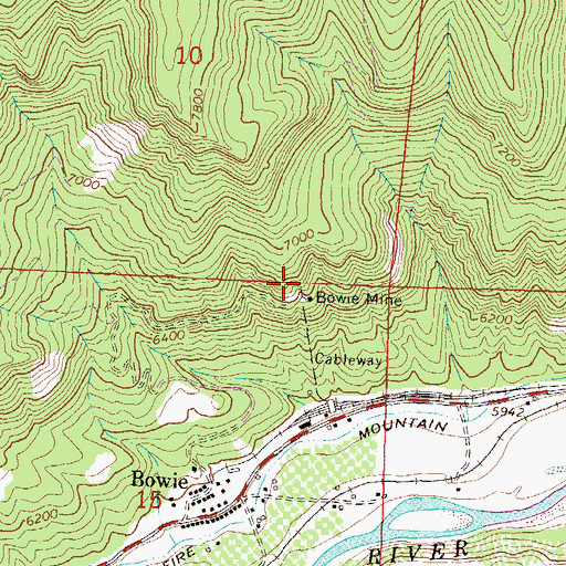 Topographic Map of Bowie Mine, CO
