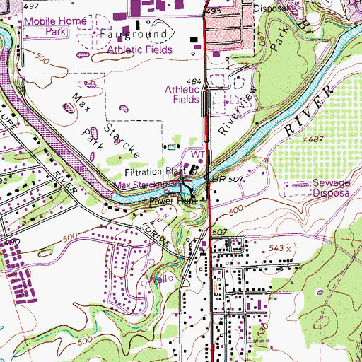 Topographic Map of Max Starcke Dam, TX
