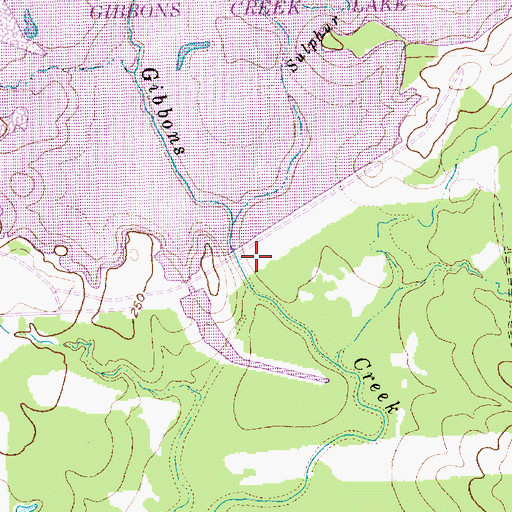 Topographic Map of Gibbons Creek Dam, TX