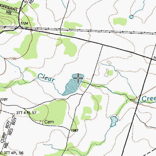Topographic Map of Blue Watch Lake Dam, TX