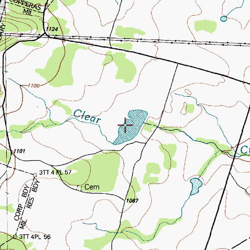 Topographic Map of Blue Watch Lake, TX