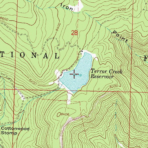 Topographic Map of Terror Creek Reservoir, CO