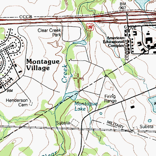 Topographic Map of Montague Lake Dam, TX
