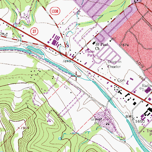 Topographic Map of Kerrville Ponding Lake, TX