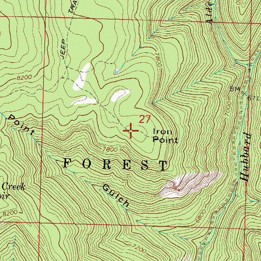 Topographic Map of Iron Point, CO
