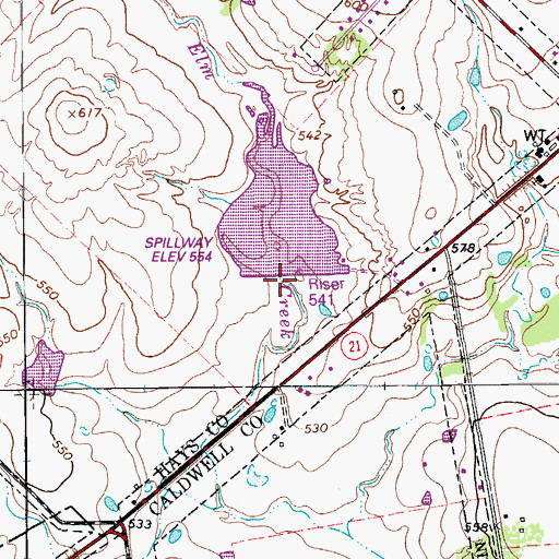 Topographic Map of Soil Conservation Service Site 16 Dam, TX