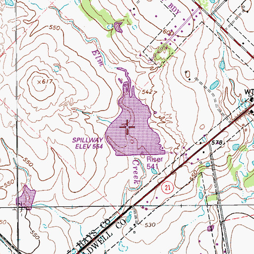 Topographic Map of Soil Conservation Service Site 16 Reservoir, TX