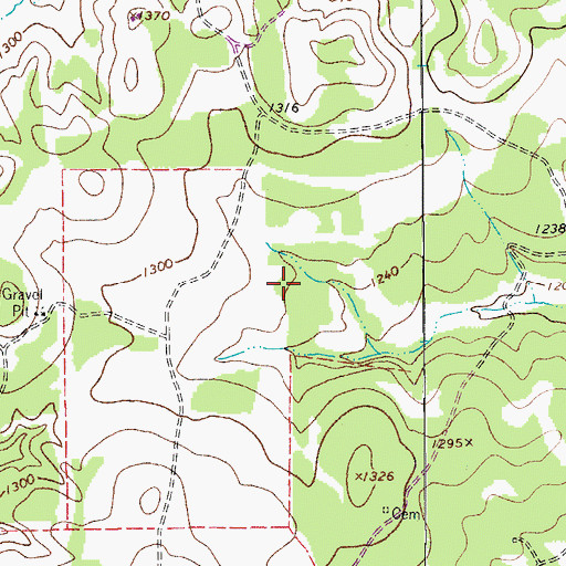 Topographic Map of Seven H Ranch Lake Dam, TX