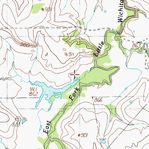 Topographic Map of Old Lake Dam, TX