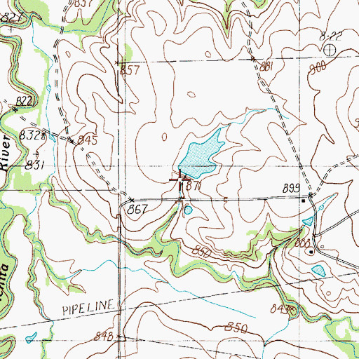 Topographic Map of Edwards Ranch Lake Number 1 Dam, TX