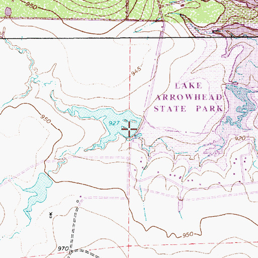 Topographic Map of Three Island Lake Dam, TX