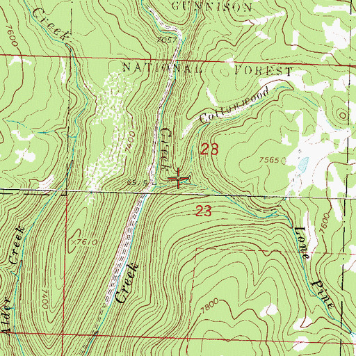 Topographic Map of Lone Pine Creek, CO