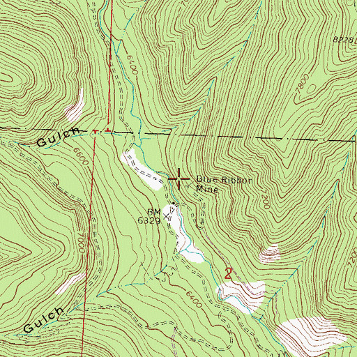 Topographic Map of Blue Ribbon Mine, CO