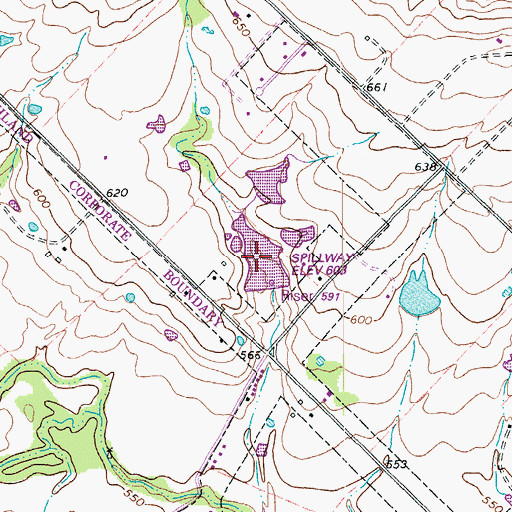 Topographic Map of Soil Conservation Service Site 7 Dam, TX