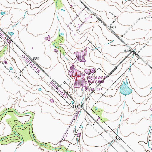 Topographic Map of Soil Conservation Service Site 7 Reservoir, TX