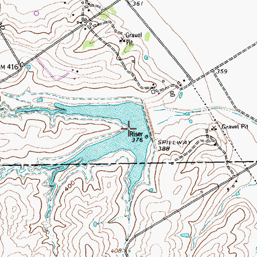 Topographic Map of Soil Conservation Service Site 10 Reservoir, TX