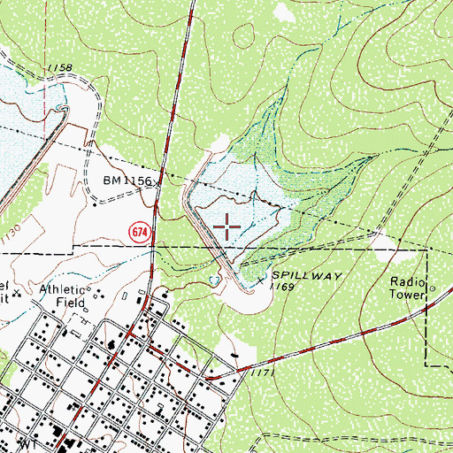 Topographic Map of Soil Conservation Service Site 2 Reservoir, TX