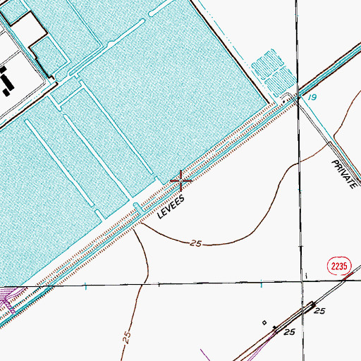 Topographic Map of Operating Basin Number 4 Levee, TX