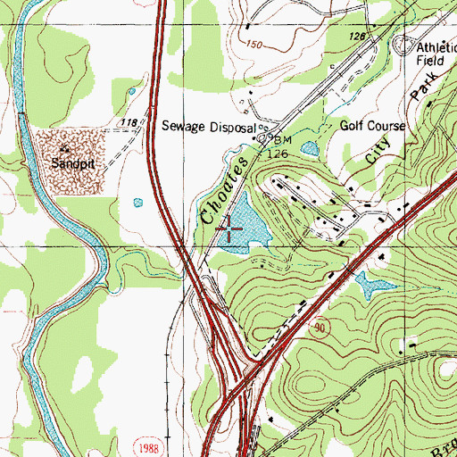 Topographic Map of Lake Thunderbird Dam, TX