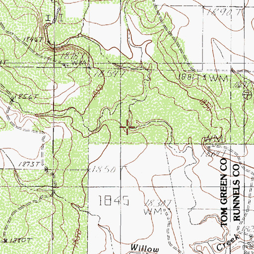 Topographic Map of Soil Conservation Service Site Dam Number 1, TX