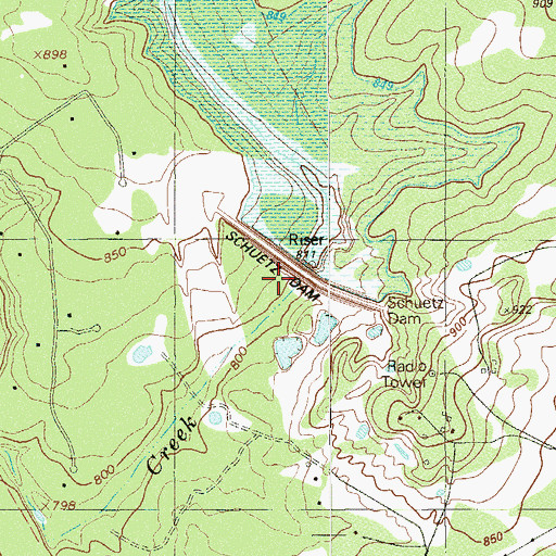 Topographic Map of Soil Conservation Service Site Number 2 Dam, TX