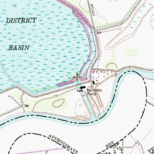 Topographic Map of Mercedes District Settling Basin Dam, TX